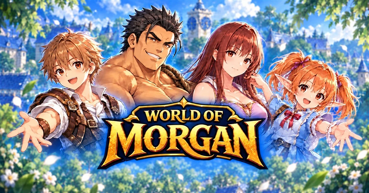 Рекламная иллюстрация World of Morgan с четырьмя персонажами